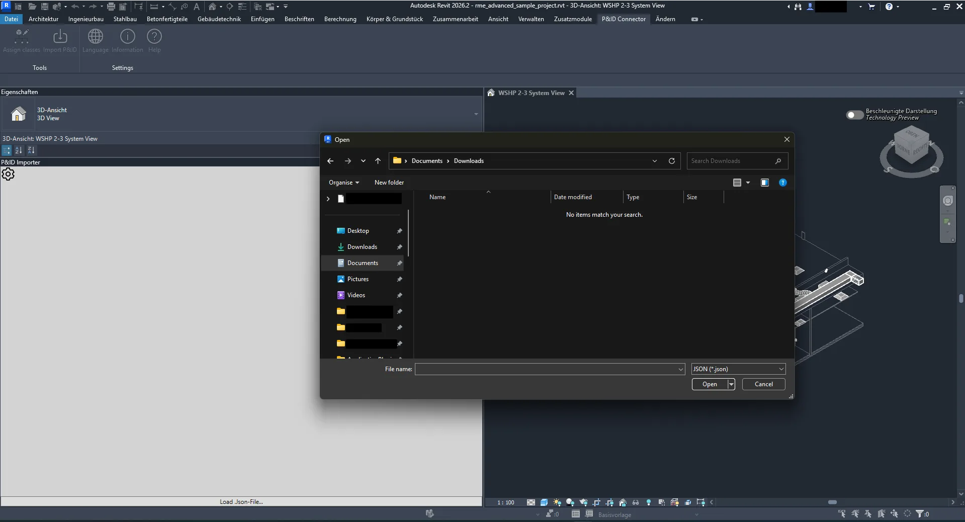 Import van het bestand in Revit met de plugin