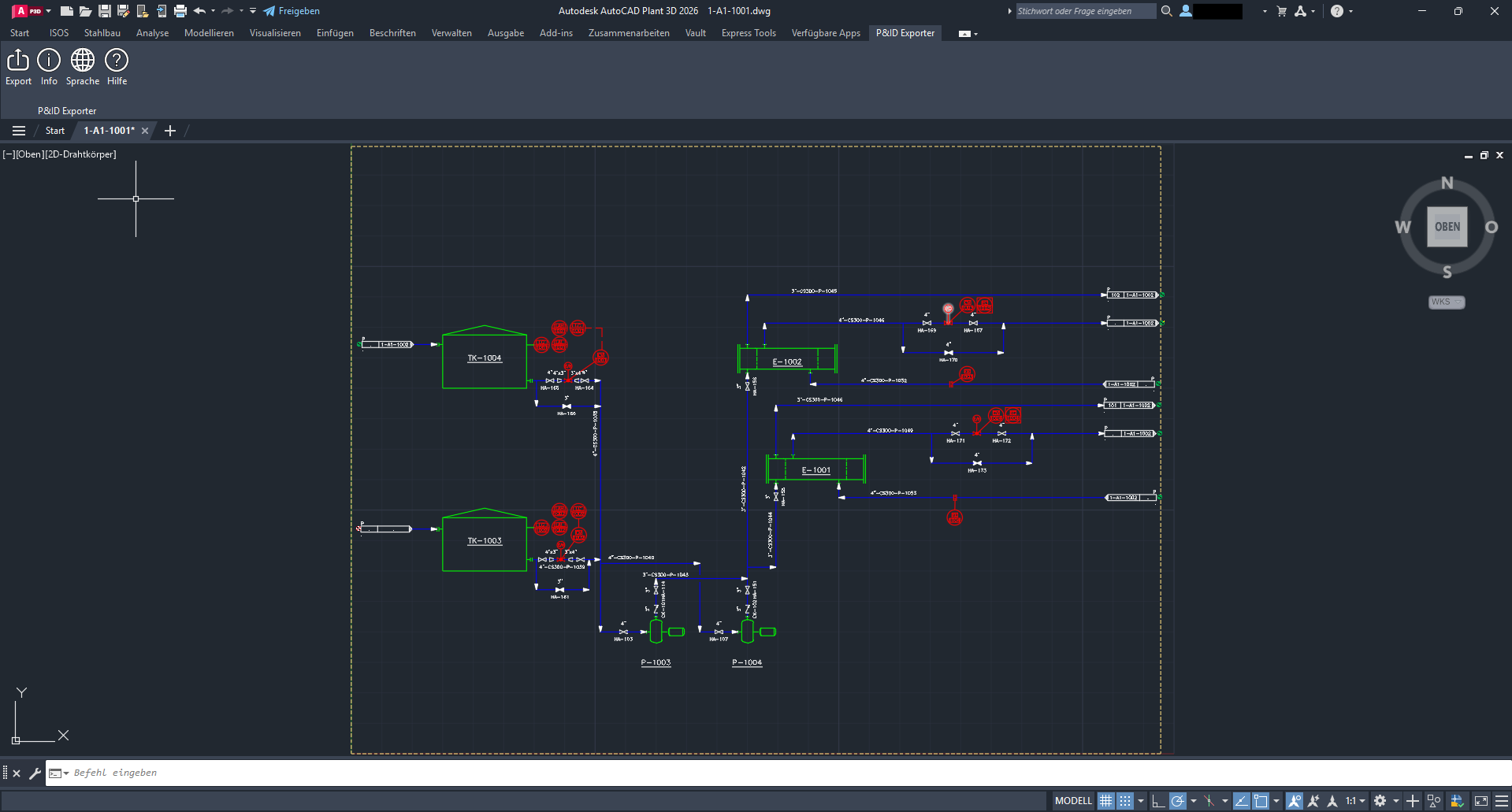 Plant3D Hauptansicht mit Ribbon