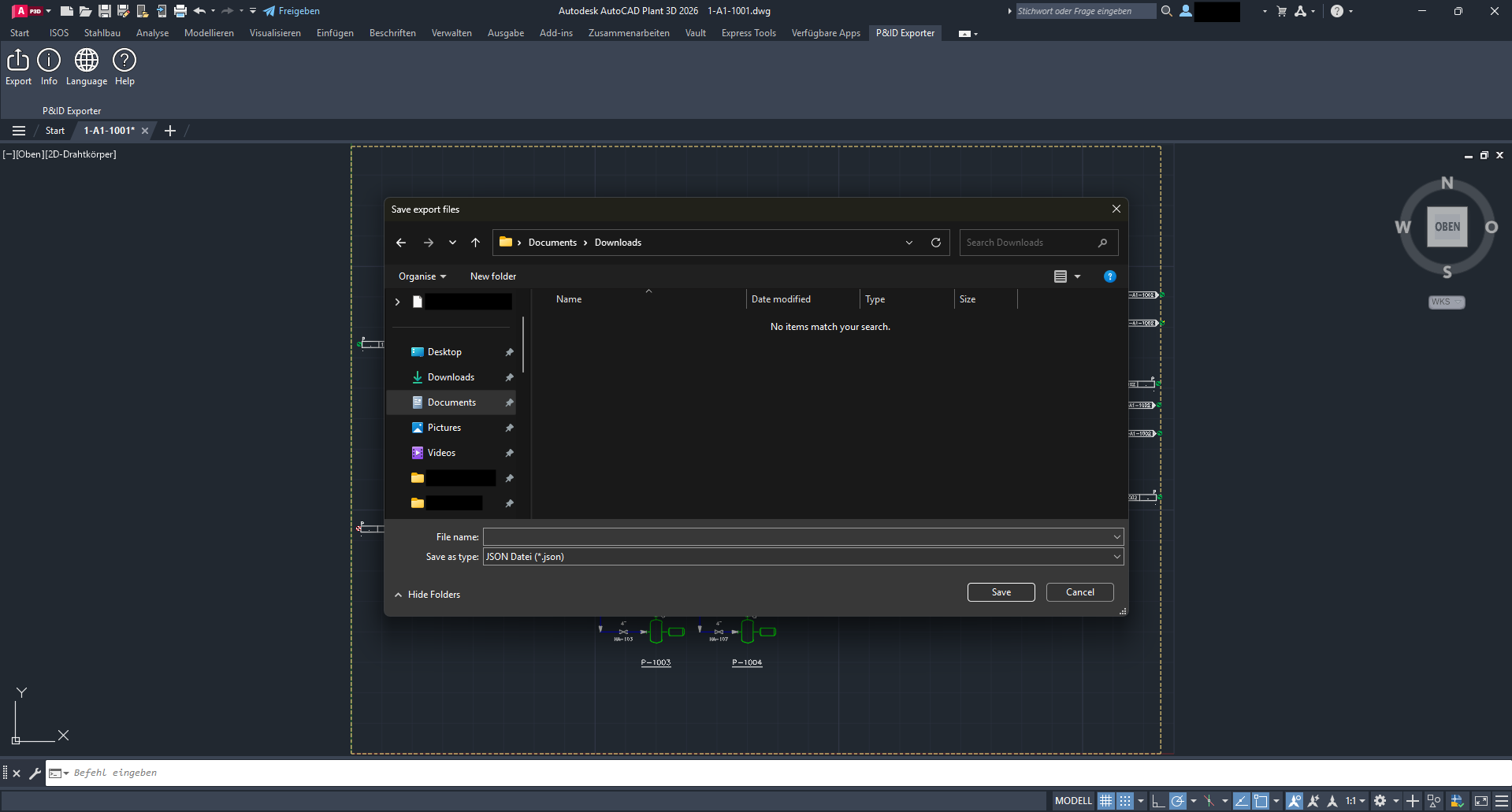 Finestra di dialogo di esportazione di AutoCAD