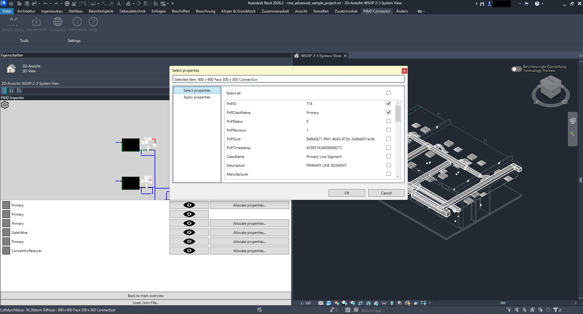 Selezionare le proprietà P&ID